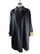 Burberry Vintage Longline Trench Coat Nova Check Plaid Lined Black Sz 14R - $285.00