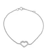 .13ct 14k White Gold Diamond Heart Bracelet 6"+ 1" Ext. - $650.00