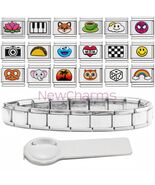18 Italian Charms &amp; Starter Bracelet - Flower, Piano, Fox, Taco, Smile, ... - $16.71