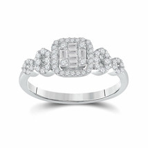 14kt White Gold Womens Baguette Diamond Square Cluster Ring 1/2 Cttw - £557.52 GBP