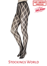 Elle Diamond Pattern Tights Black NEW One Size FAST Delivery - $122.59 MXN