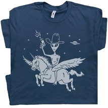 Alien Riding Unicorn T Shirt Funny Cool Ufo Tee Area 51 Roswell New Mexico Weird - £14.94 GBP
