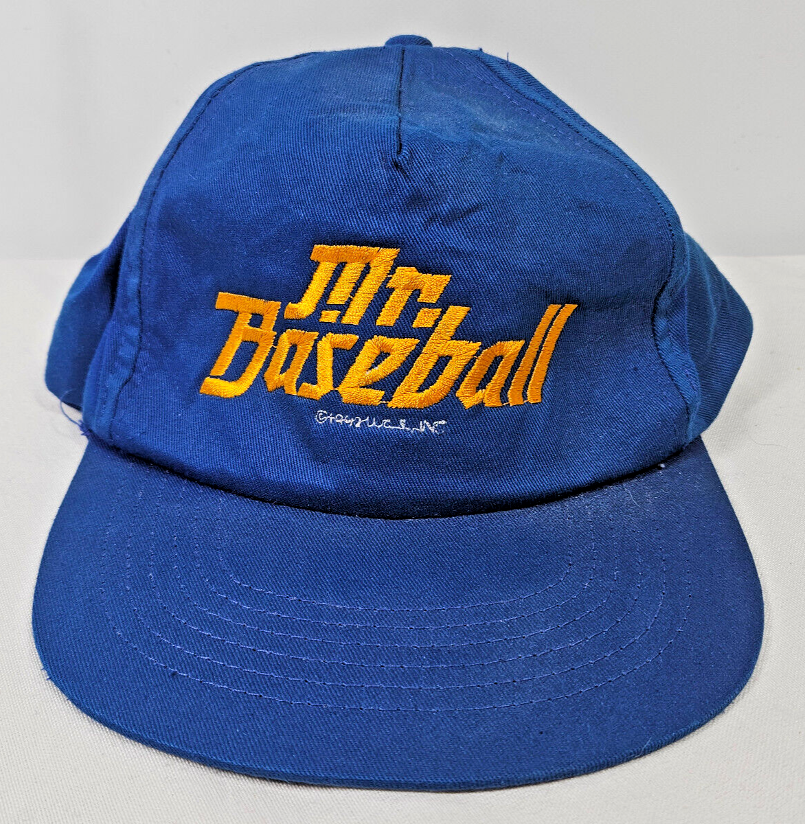 Vintage Mr. Baseball Blue Snapback Hat Cap SOME WEAR - $14.95