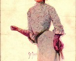 Vintage Postcard Signed ST JOHN &quot;Promade&quot; Victorian Woman In White Dress... - £4.23 GBP