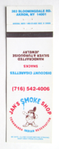 Jan&#39;s Smoke Shop - Tonawanda Indian Reservation  Akron, New York Matchbook Cover - £1.37 GBP