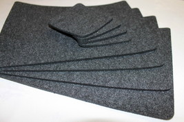 GREY Placemats &amp; Coaster Simple Shape Rectangle Felt Table Mats Set of 16 pieces - £21.93 GBP