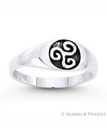 Celtic Triskelion / Triskele Triple Spiral Charm .925 Sterling Silver Ri... - $21.59