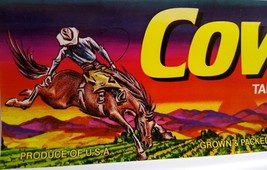 Cowboy Crate Label Western Bucking Bronco Horse Table Grapes 1960&#39;s Vintage - £6.77 GBP