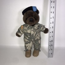 U S Army Teddy Bear Camo Military Fatigues Plush Beret Bear Forces Of America - £11.79 GBP