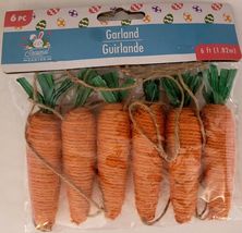 Easter Carrot Garland 6 Jute Carrots w Green Straw on 6’ Jute String - $3.95