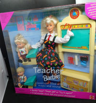 New 1995 Teacher Barbie Doll 2 Students Classroom Sounds Talking Blonde Nib - £58.84 GBP