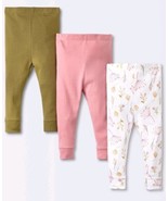 Cloud Island Floral Prairie Pull On Pants 3 Pack Pink Size 0-3 months Ba... - $12.29 CAD