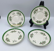 4 VTG Christmas Spode Plates X-mas Tree Tea Saucers S3324 Made in England - £22.11 GBP