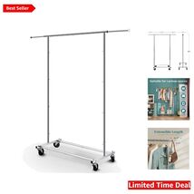 Lightweight 65'' Chrome Rolling Clothes Organizer with Stoppers - Easy T... - $93.01