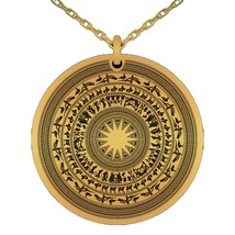 Vietnamese traditional Drums - Laser Engraved Round Pendant Necklace - 18K Gold  - $29.95