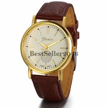 Quartz Analog Luxury Dial Sport Fashion Wrist Watch Leather Strap - $460.71 MXN