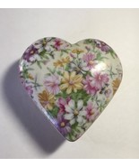 Vintage Porcelain Floral Heart Shaped Gold Trimmed 3 1/2&quot; X 3 1/2&quot; Trink... - £13.14 GBP