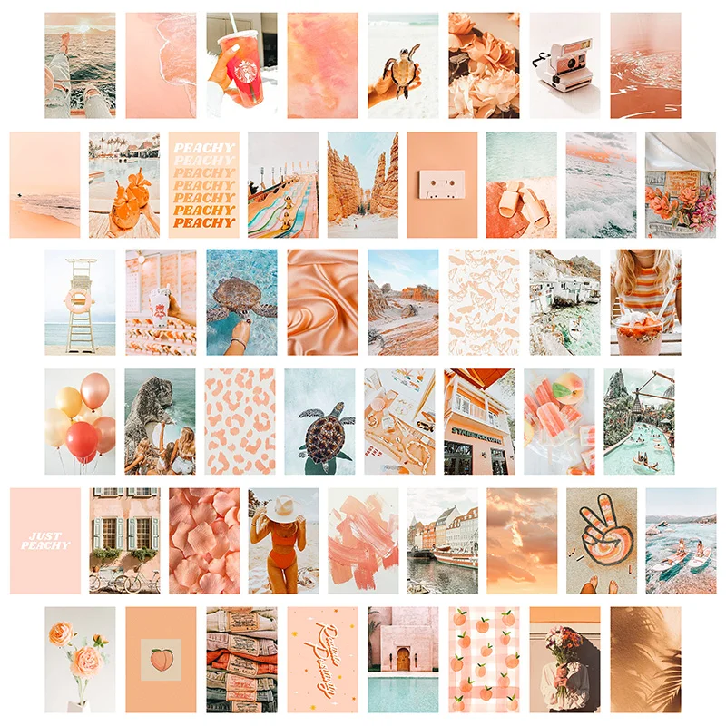 Game Fun Play Toys 50Pcs Peach Beach Aesthetic Picture Wall Collage Print Kits B - £41.56 GBP