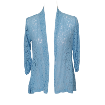 Kim Rogers Petites Summer Lacy Cardigan Size PM Blue Open Front - £15.44 GBP