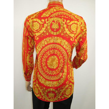 Men's AVM Crystal Shirt Medallion Medusa Cotton Turkey Slim Fit 9628-07 Red image 10