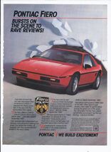 1983 Pontiac Fiero Print Ad Automobile car 8.5" x 11" - $19.75