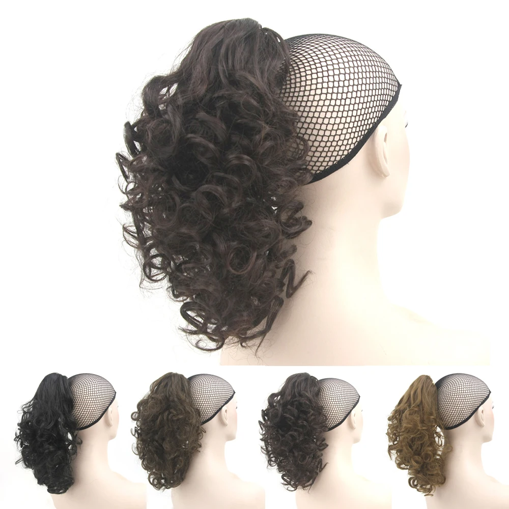 Soowee Short Afro Curly Drawstring Ponytail Wig Hairpiece Synthetic Hair Pony - £15.71 GBP