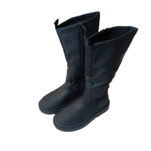 Zara Girls Youth Size 13.5 Synthetic Mid-Calf High Top Casual Black Boots - £27.95 GBP