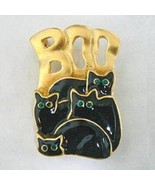 Four Black Cats Boo Halloween Pin Brooch - £7.77 GBP