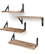 Ygeomer Floating Shelves, Rustic Wood Shelves, 4 Sets Of Wall Mounted Sh... - £28.10 GBP