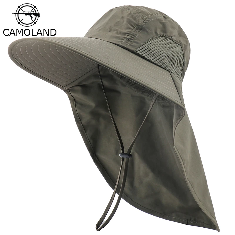 CAMOLAND Summer UPF 50+ Sun Hat Women Men Waterproof Bucket Hats With Neck Flap - £15.23 GBP