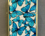 Cute Blue Butterfly Wallpaper Flip Top Dual Torch Lighter Wind Resistant - $16.78