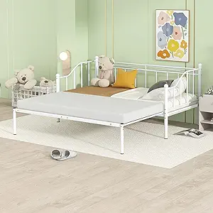 Twin Size Daybed Bed With Pop Up Trundle,Metal Bedframe With Safety Guar... - $305.99