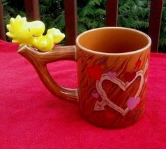 Snoopy Teleflora  Mug Coffee Cup Peanuts Bird Tree Branch Hearts Woodstock - £12.45 GBP