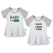 Pack of 2, Mom+Dad=Me &amp; Baby 100% Print Dresses Infant Baby Girls Princess Dress - £17.94 GBP