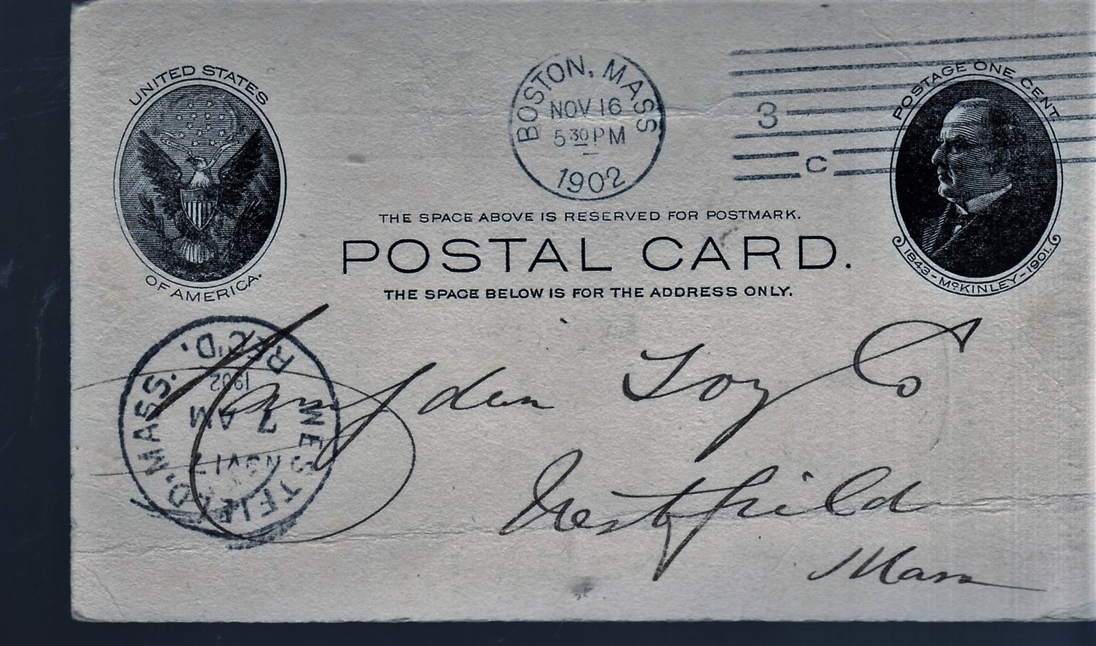 U.S.stamp - 1 cent Post card 1902 McKinley (1843-1901) - $2.99