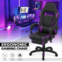 Purple[Lumbar Support+Footrest]Reclinable Gaming Racing Chair Office Swi... - £224.96 GBP