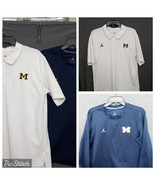 Lot Of 2 Nike Michigan Wolverines Polo Shirt Mens Medium White &amp; Navy  - $27.73