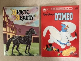 Set of 2: 1970s Coloring Books: BLACK BEAUTY &amp; Walt Disney DUMBO - £11.76 GBP