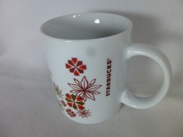 Starbucks Holiday Poinsettia Snowflake Christmas Coffee Mug Cup 12 Fl Oz - £6.32 GBP