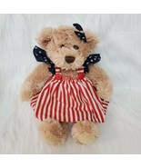 Animal Adventure Bear Tan Red White Blue USA Americana 14&quot; Plush Toy B225 - $14.99