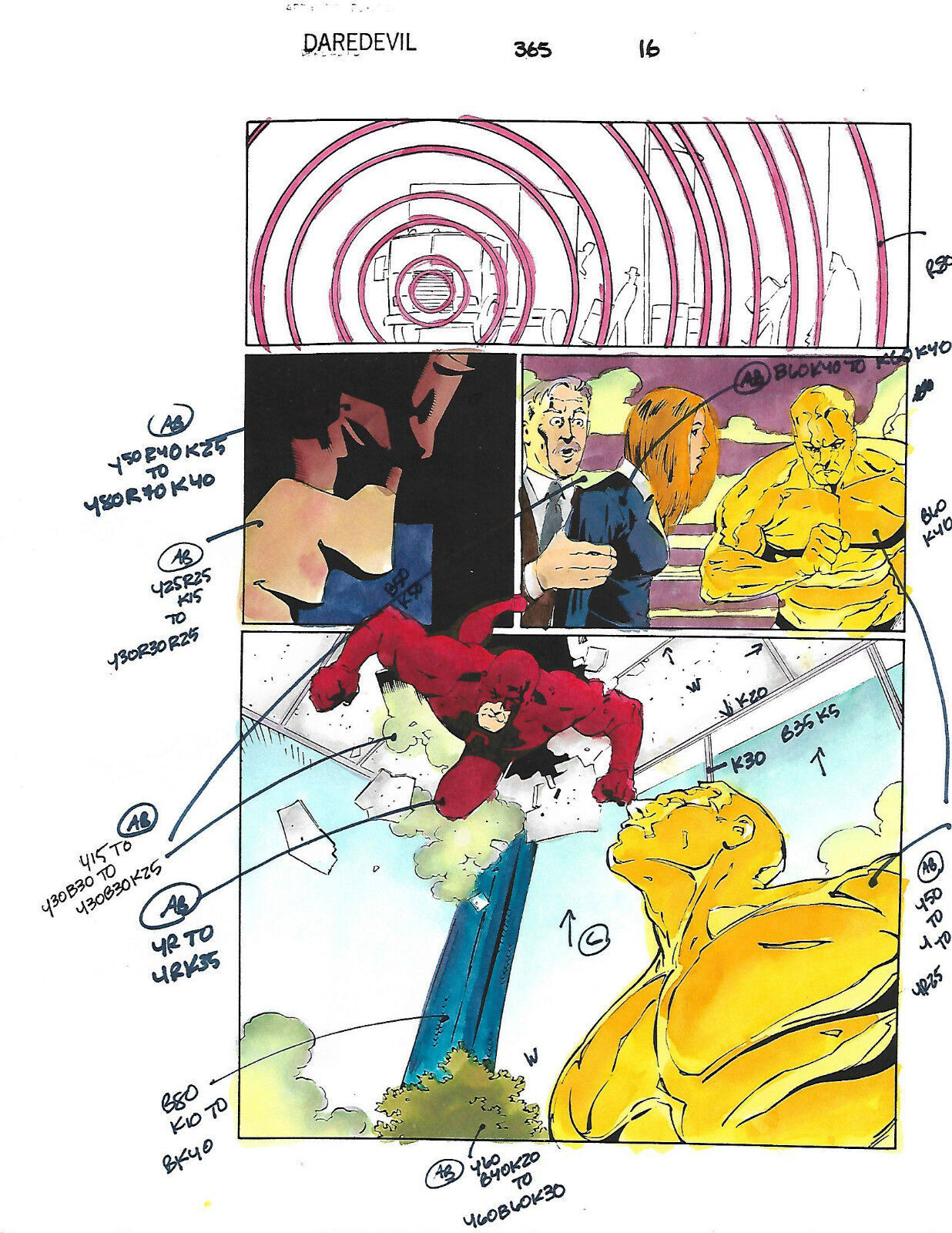 Original 1997 Daredevil Color Guide Art Page: DD 365 Marvel Comics Artwork, 90's - $68.59