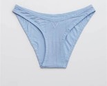 American Eagle Aerie Modal Hi Cut Bikini Panties MEDIUM Monaco Blue Rib ... - $15.47