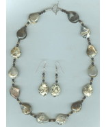  Twist Pear Silver Leaf and Onyx Necklace and Earrings Jewelry Set  - $61.54 CAD