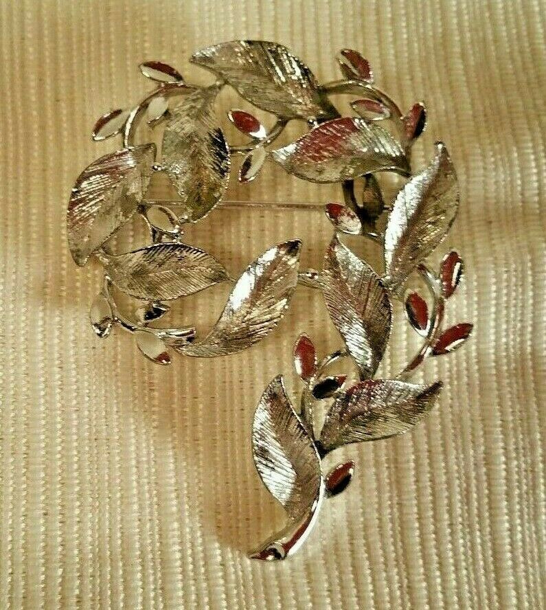 Vintage Designer Signed Lisner Silver Tone Branch/Leaf Motif Brooch Pin Item image 5