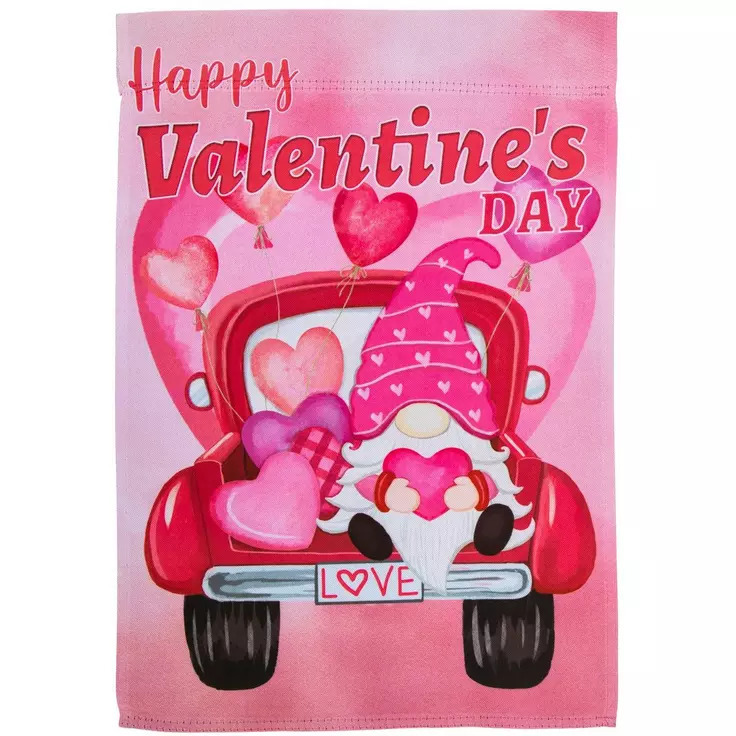 Primary image for Valentine Truck & Gnome Valentine's Day Garden Flag- 2 Sided, 12" x 18"
