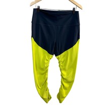 ZYIA Leggings Womens 14 16 Neon Yellow Parallel Luxe High Rise 7/8 Ruched Ribbed - £23.96 GBP