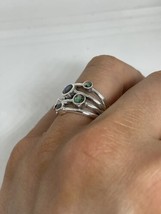 Vintage Rainbow Abalone Cocktail Ring 925 Sterling Silver Size 10 - £90.79 GBP