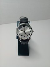 Unbranded Women&#39;s Silver Toned Watch Black Imitation Leather Band  Tested - £5.51 GBP