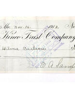 1912 Kineo Trust Company Bank Check E.A. Sampson Dover Maine Signed 997 ... - $28.01 CAD