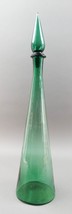 Empoli Italian Vintage MCM Green Art Glass Decanter Genie Bottle 24 1/4&quot; - £146.30 GBP